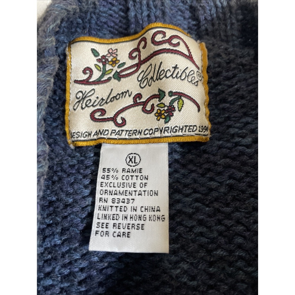 Heirloom Collectibles Hand Knit Button Down Christmas Cardigan Women's XL VTG - Picture 8 of 14